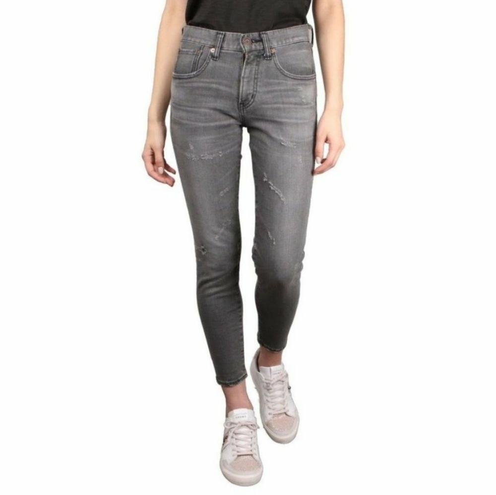 Moussy Vintage MV Helix Distressed Skinny Jeans In Light Black Size 25